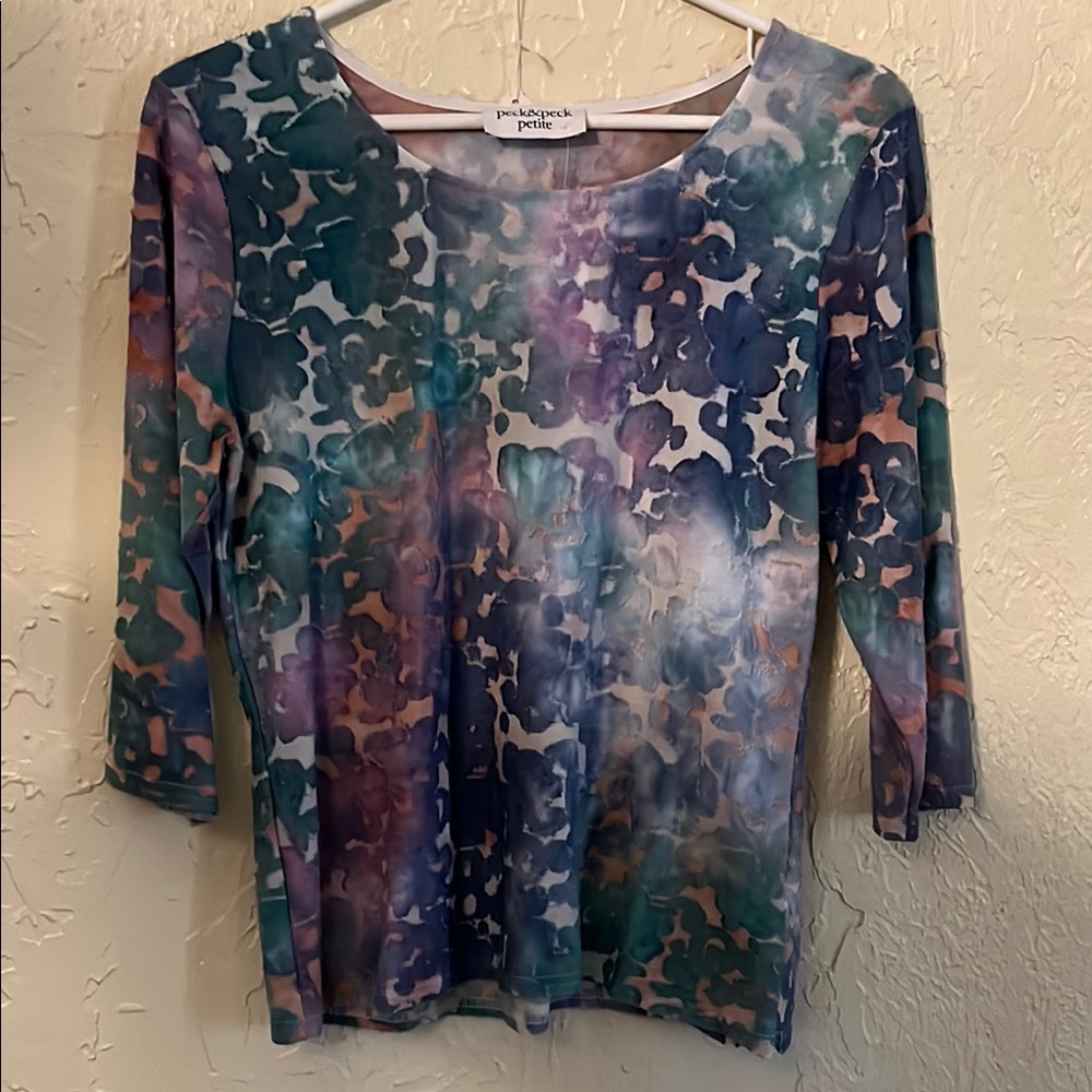 Colorful Watercolor Burnout Print Women's Top